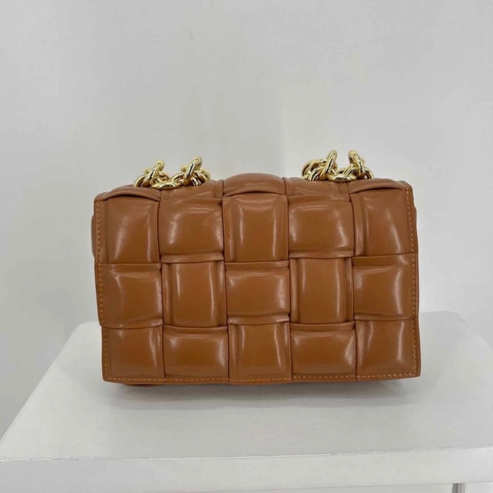 Brown Woven Chain Shoulder Bag